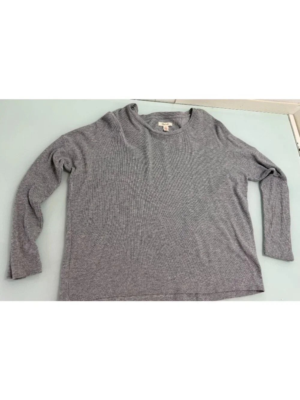 Madewell Waffle Knit Top Shirt Women's Medium M Oversized Lightweight Gray